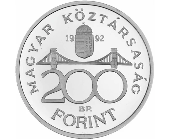 200 forint, Forint klasszikus - ezüst 200 forint, Magyar Nemzeti Bank, 500-as ezüst, Magyar köztársaság, 1992