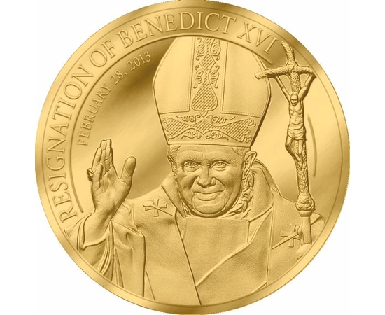 XVI. Benedek pápa, 1 dollár, aranyozott, 2013, Cook-szigetek