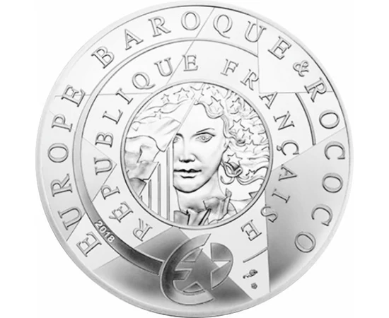 Barokk és rokokó, 10 euró, ezüst, részaranyozott, Franciaország, 2018