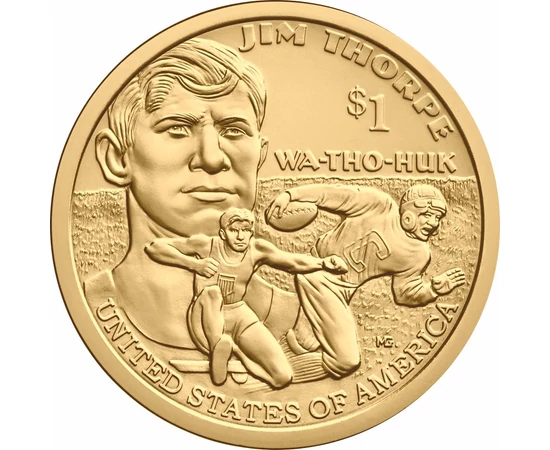 USA natív dollár, Jim Thorpe, 1 dollár, USA, 2018