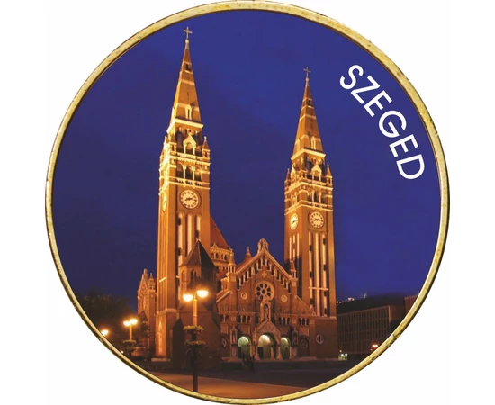 // 1 euró, Szeged - a fesztiválváros, egyedi színes érme, CuNi, Európai Unió, 2002-2023 // Szeged a Dél-Alföld legnagyobb települése. A rómaiak alapították „Partiscum” néven, a Honfoglalás után pedig magyarok telepedtek itt le. A 13. században jelentős só