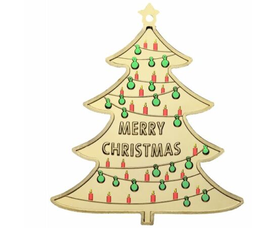 Karácsonyfa, 2 cedi, festett érme, Ghána,2021
