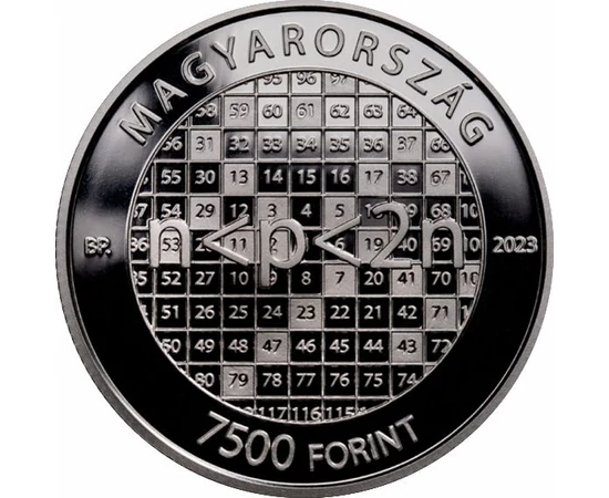 Erdős Pál, 7500 Ft, 925-ös ezüst, 12,5 g, 30 mm, tükörveret, Magyarország, 2023
