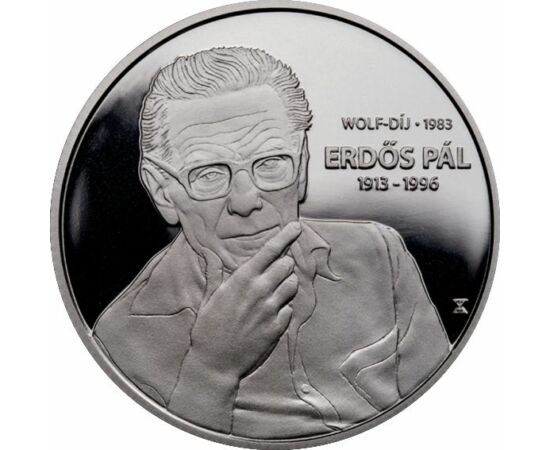 Erdős Pál, 7500 Ft, 925-ös ezüst, 12,5 g, 30 mm, tükörveret, Magyarország, 2023