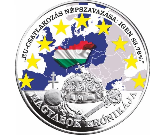 20 éves az EU csatlakozás, festett színezett emlékérem