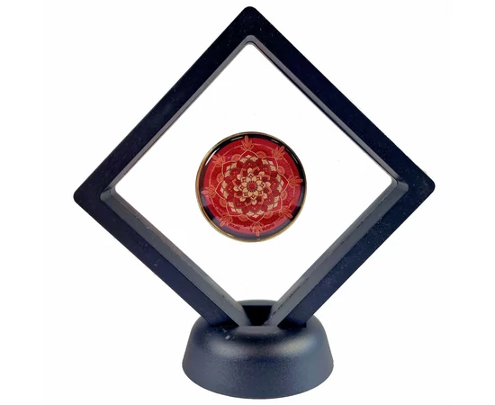 Mandala érem, piros, elegáns díszcsomagolásban