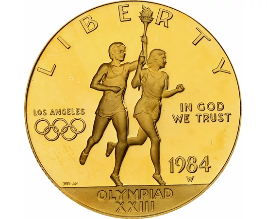 10 dollár, XXIII Olimpia,  Au 900, 16,718 g, 27 mm, USA, 1984